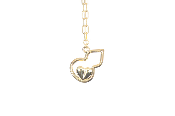 24K Hulu and Heart Gold Necklace