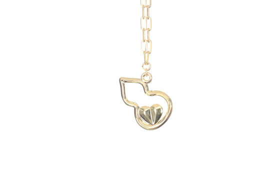 24K Hulu and Heart Gold Necklace