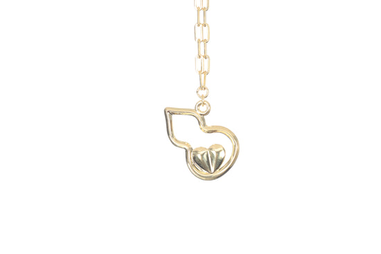 24K Hulu and Heart Gold Necklace