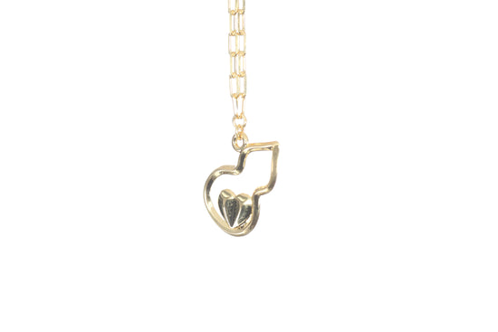 24K Hulu and Heart Gold Necklace