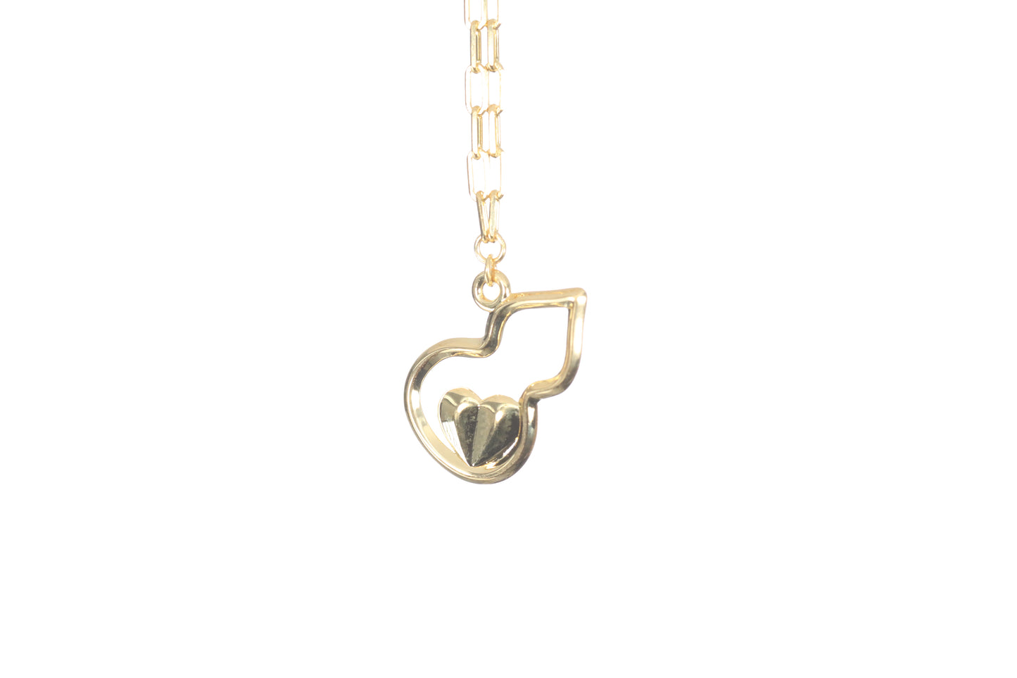 24K Hulu and Heart Gold Necklace