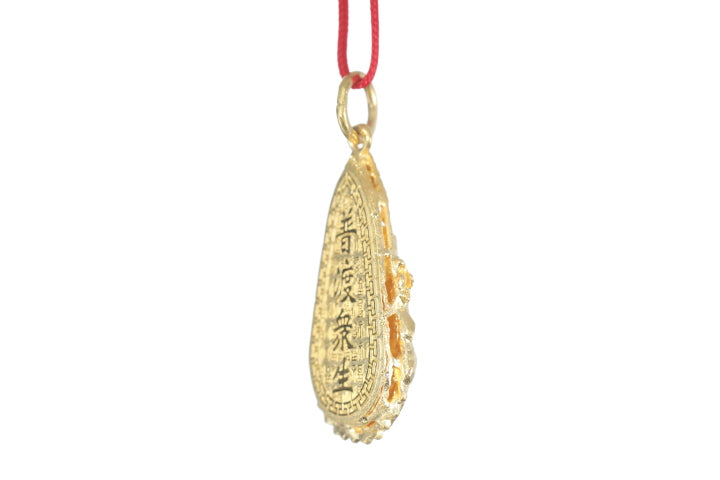 24K Gold Guan Yin Pendant