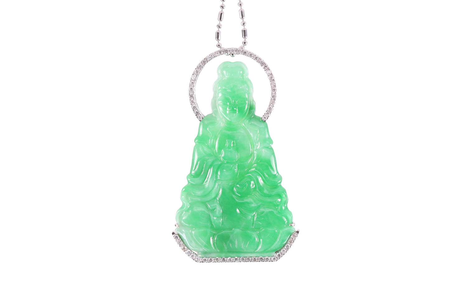 Jadeite Guan Yin White Gold