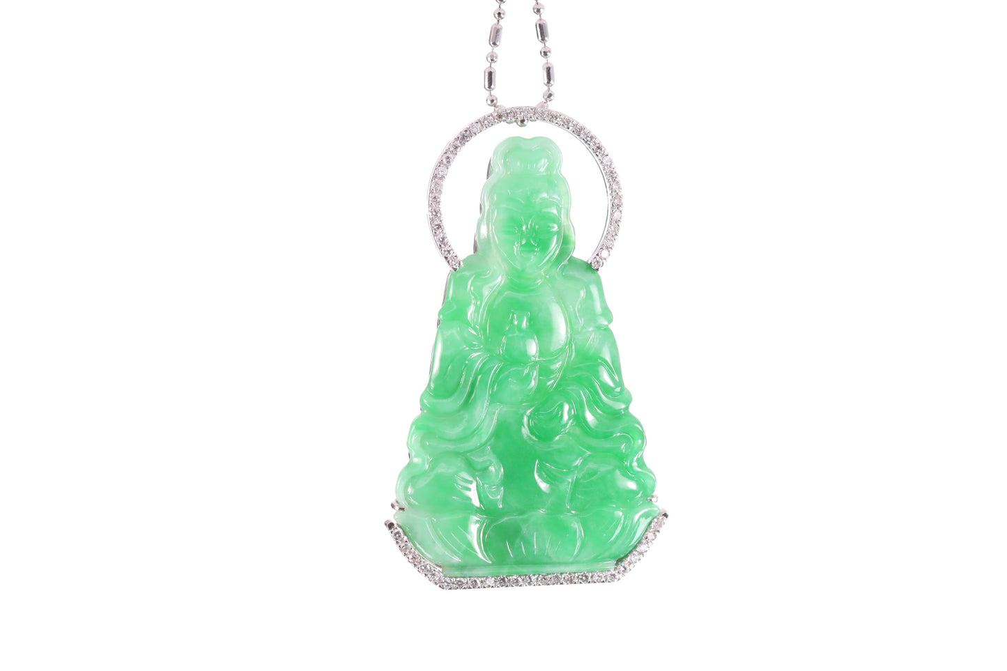 Jadeite Guan Yin White Gold