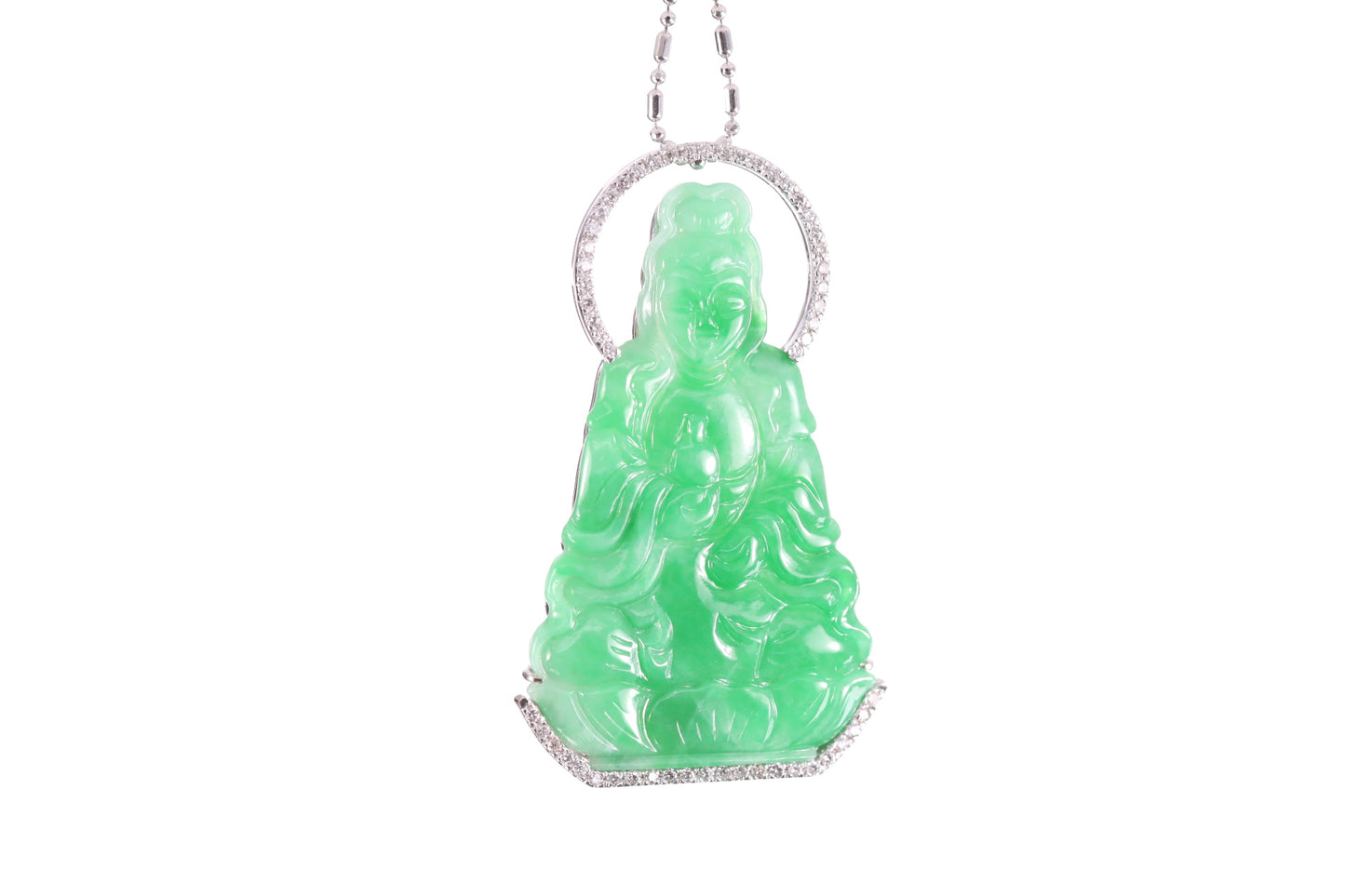 Jadeite Guan Yin White Gold