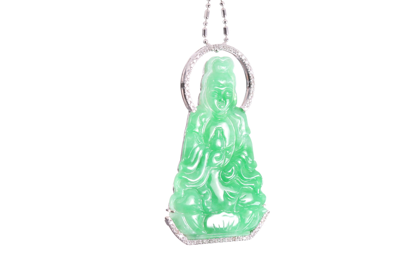 Jadeite Guan Yin White Gold