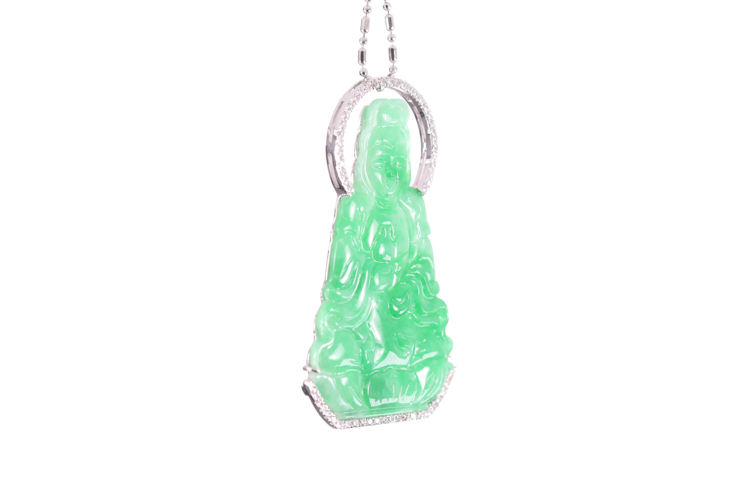 Jadeite Guan Yin White Gold