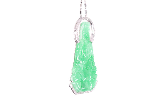 Jadeite Guan Yin White Gold