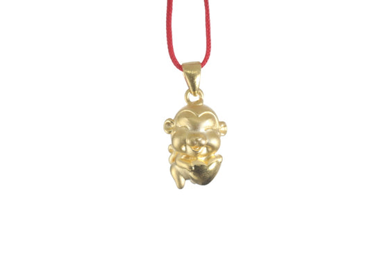 24K 3D Monkey with Heart Pendant