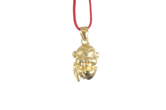 24K 3D Monkey with Heart Pendant