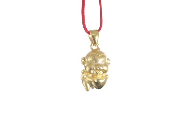 24K 3D Monkey with Heart Pendant