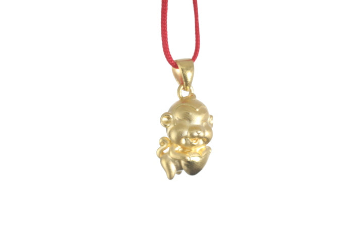 24K 3D Monkey with Heart Pendant