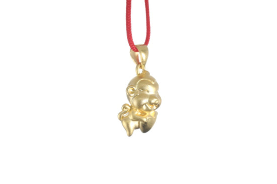 24K 3D Monkey with Heart Pendant