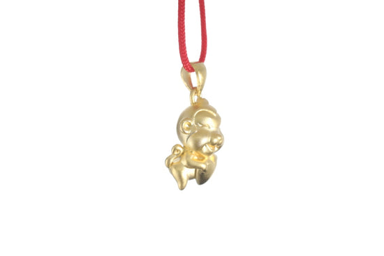 24K 3D Monkey with Heart Pendant