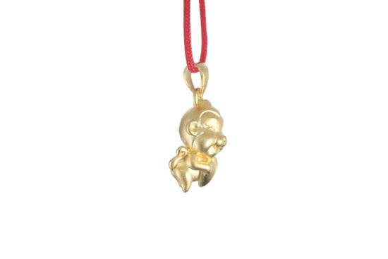 24K 3D Monkey with Heart Pendant