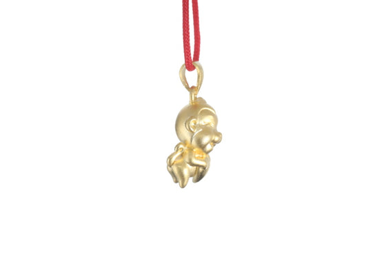 24K 3D Monkey with Heart Pendant