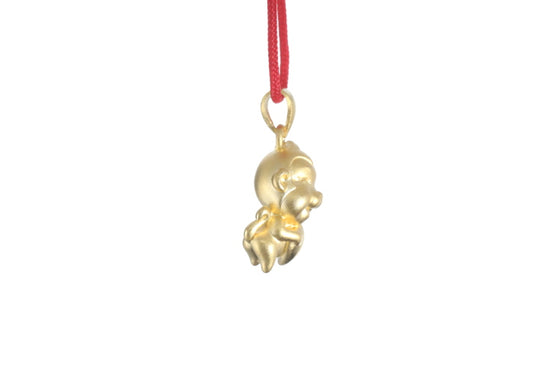 24K 3D Monkey with Heart Pendant