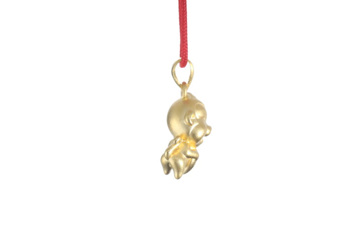 24K 3D Monkey with Heart Pendant