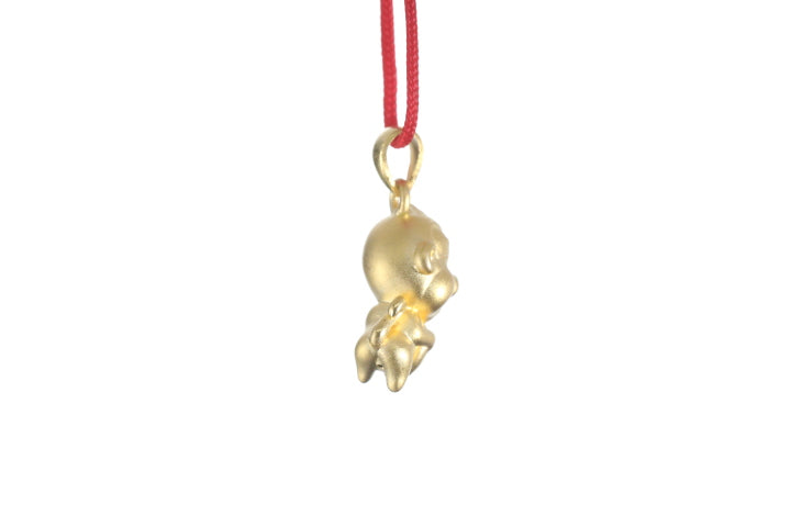 24K 3D Monkey with Heart Pendant