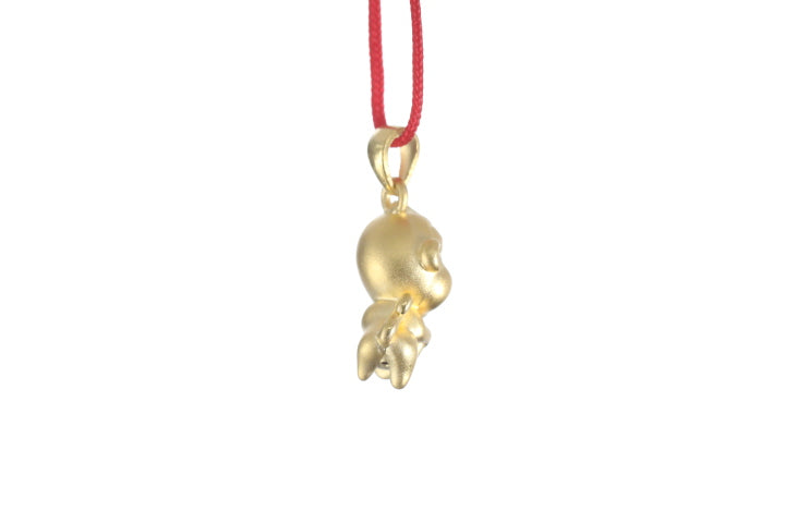 24K 3D Monkey with Heart Pendant