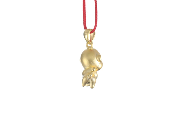 24K 3D Monkey with Heart Pendant