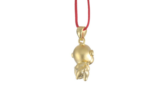 24K 3D Monkey with Heart Pendant