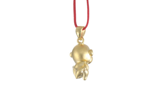 24K 3D Monkey with Heart Pendant