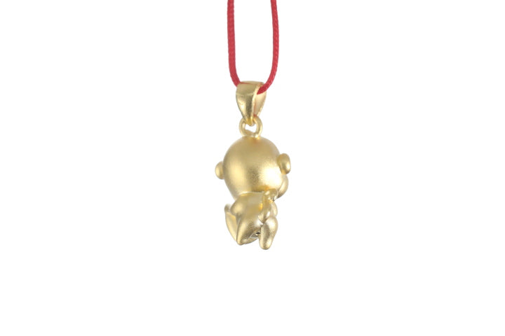 24K 3D Monkey with Heart Pendant