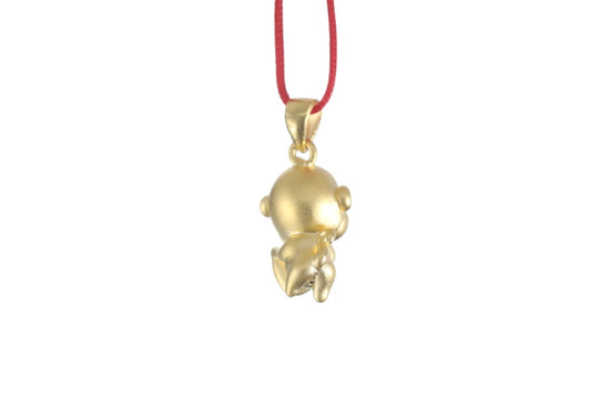 24K 3D Monkey with Heart Pendant