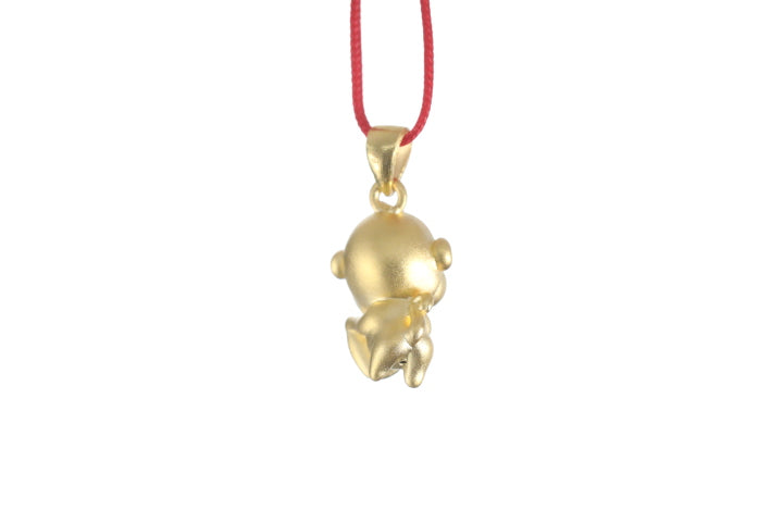 24K 3D Monkey with Heart Pendant