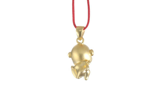 24K 3D Monkey with Heart Pendant