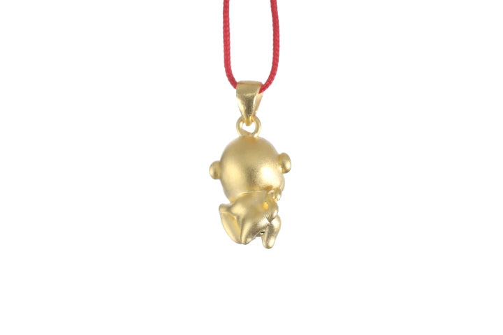 24K 3D Monkey with Heart Pendant