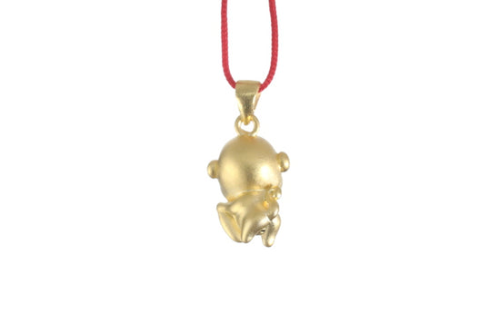 24K 3D Monkey with Heart Pendant