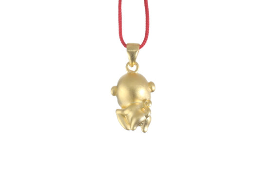 24K 3D Monkey with Heart Pendant