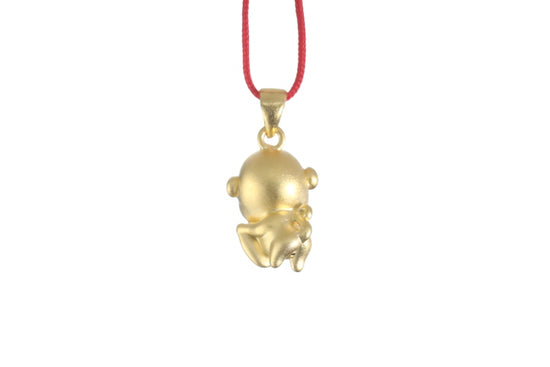 24K 3D Monkey with Heart Pendant