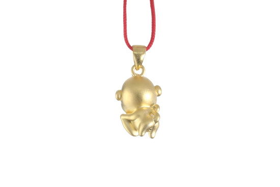 24K 3D Monkey with Heart Pendant