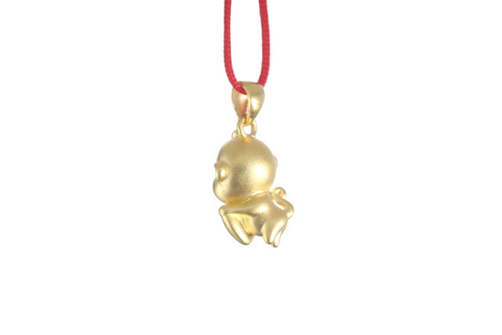 24K 3D Monkey with Heart Pendant