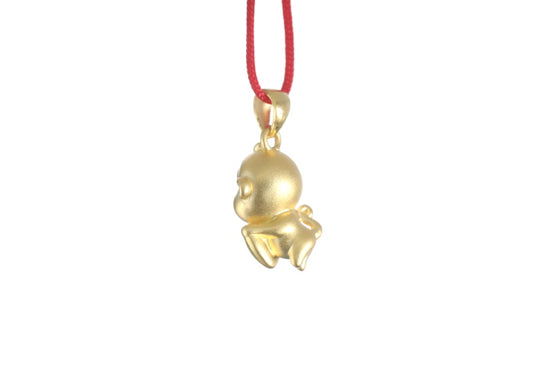 24K 3D Monkey with Heart Pendant