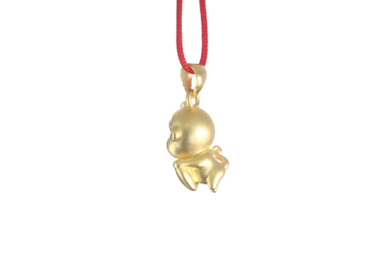 24K 3D Monkey with Heart Pendant