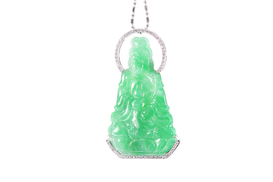 Jadeite Guan Yin White Gold