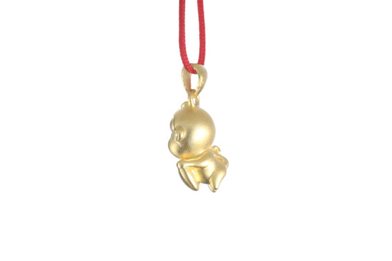 24K 3D Monkey with Heart Pendant