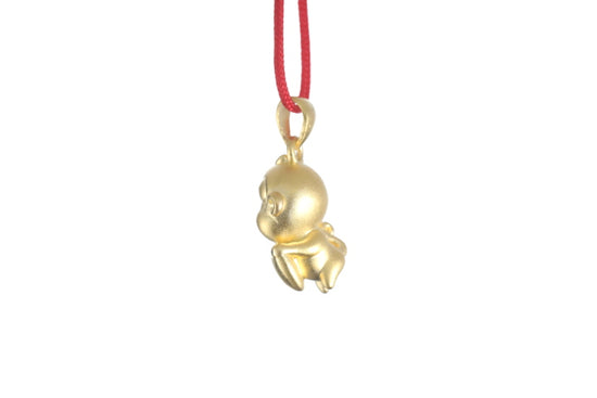 24K 3D Monkey with Heart Pendant