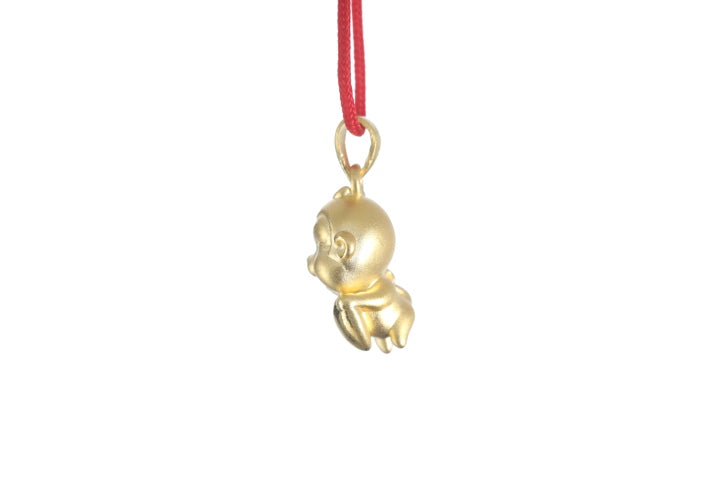 24K 3D Monkey with Heart Pendant