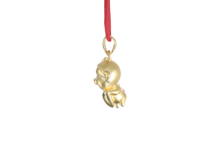 24K 3D Monkey with Heart Pendant