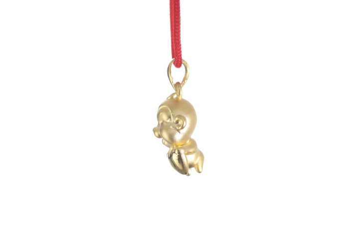 24K 3D Monkey with Heart Pendant