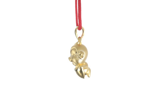 24K 3D Monkey with Heart Pendant