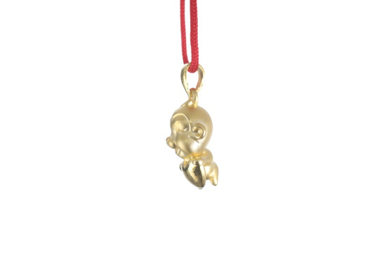 24K 3D Monkey with Heart Pendant