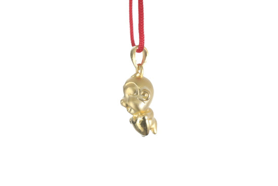 24K 3D Monkey with Heart Pendant