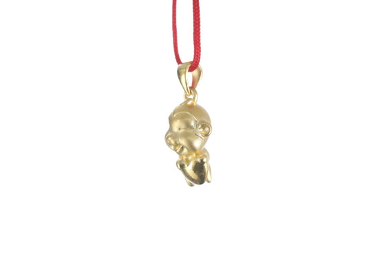 24K 3D Monkey with Heart Pendant