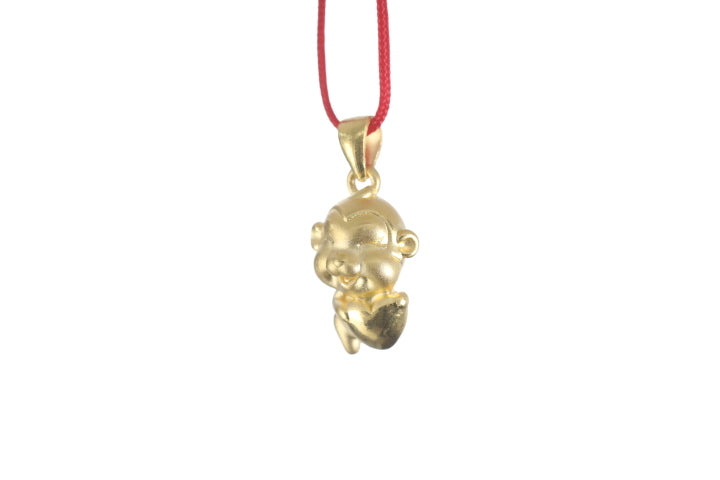 24K 3D Monkey with Heart Pendant